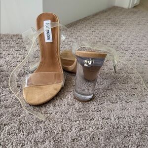 Steve Madden Clear and Tan Sandals